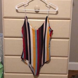 Striped body suit